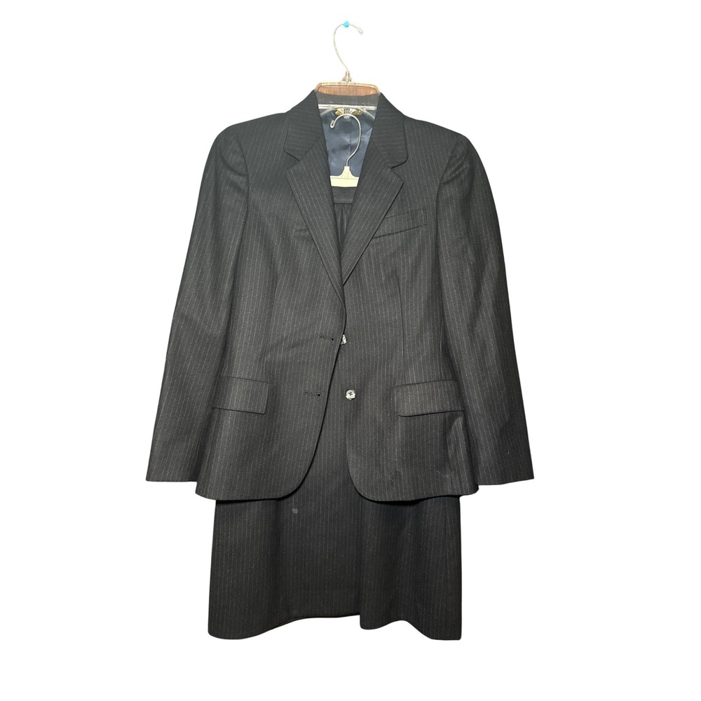 Austin Reed Regent Street Pinstripe Wool Skirt Suit Gray Vintage ACTWU 8P